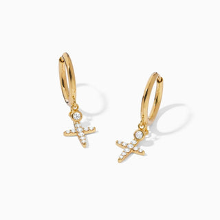 1.40 Carat Round Moissanite Drop Earrings In Yellow Gold