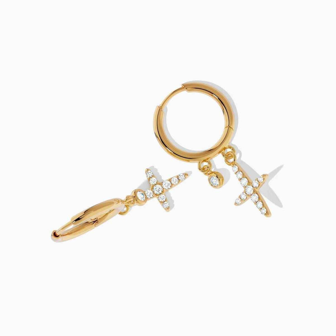 1.40 Carat Round Moissanite Cross Drop Earrings In Yellow Gold