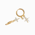Load image into Gallery viewer, 1.40 Carat Round Moissanite Cross Drop Earrings In Yellow Gold
