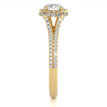 Load image into Gallery viewer, 1.50 Carat Round Moissanite Split Shank Halo Engagement Ring In Yellow Gold
