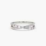 Load image into Gallery viewer, 1.50 Ct Baguette &amp; Round Cut Moissanite Criss Cross Wedding Band In White Gold
