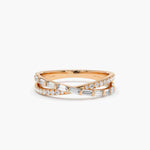 Load image into Gallery viewer, 1.50 Ct Baguette &amp; Round Cut Moissanite Criss Cross Wedding Ring In Yellow Gold
