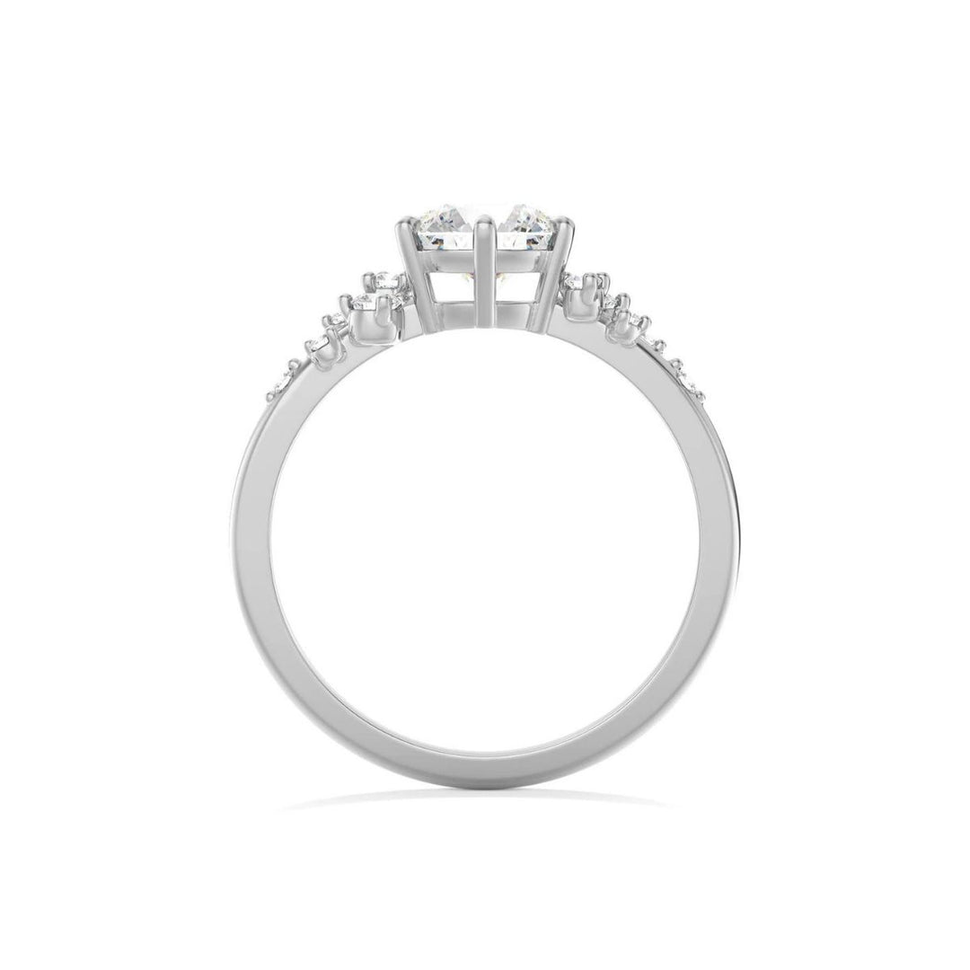 1.50 Carat Round Cut Moissanite Cluster Engagement Ring In White Gold