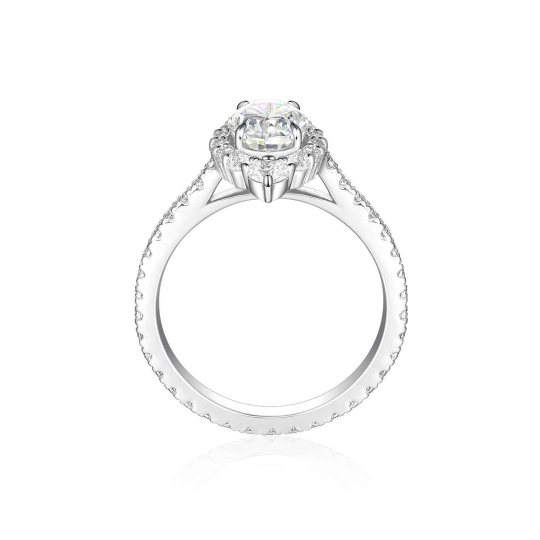 1.50 Ct Oval Cut Moissanite Halo Engagement Ring in Yellow Gold