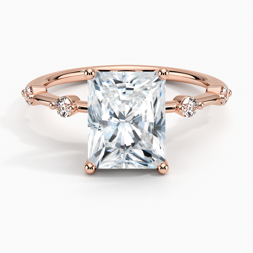 1.50 Radiant Shaped Moissanite 5 Stone Engagement Ring in Yellow Gold