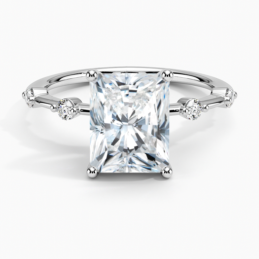 1.50 Radiant Shaped Moissanite 5 Stone Engagement Ring in Yellow Gold