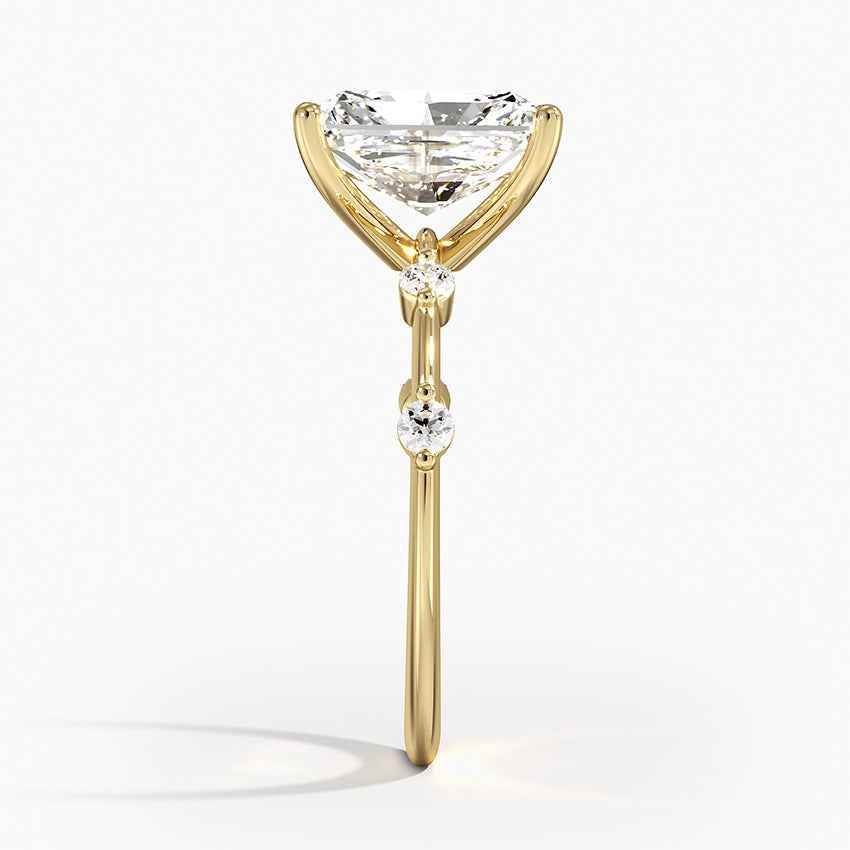 1.50 Radiant Shaped Moissanite 5 Stone Engagement Ring in Yellow Gold