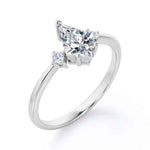 Load image into Gallery viewer, 1.50 Carat Kite &amp; Round Shape Moissanite Three Stone Ring In White Gold
