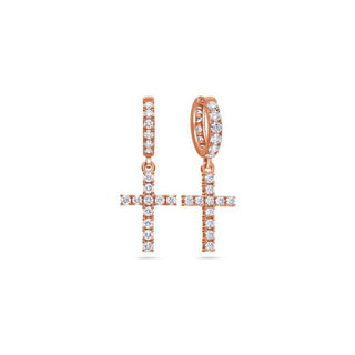 1.5 Carat Round Moissanite Drop Cross Earrings In Rose Gold