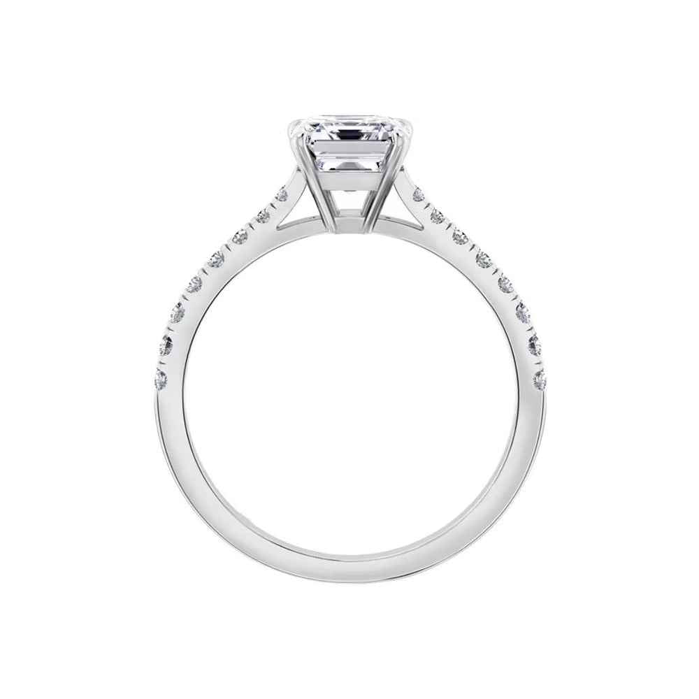 1.50 Carat Asscher Cut Moissanite Engagement Ring In White Gold