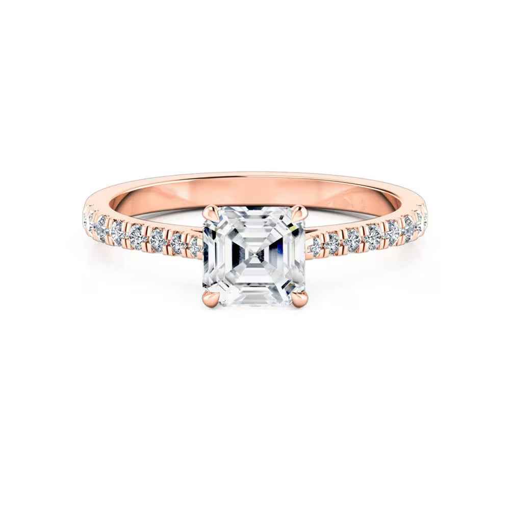 1.50 Carat Asscher Cut Moissanite Engagement Ring In White Gold