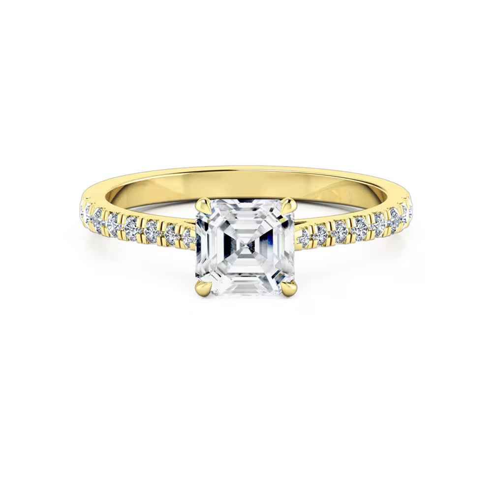 1.50 Carat Asscher Cut Moissanite Engagement Ring In White Gold