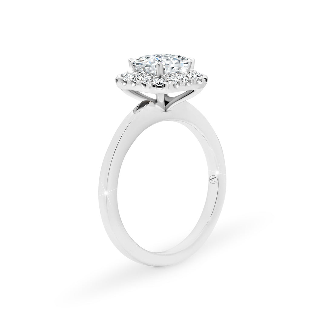 1.5 Carat Asscher Cut Halo Moissanite Engagement Ring in White Gold