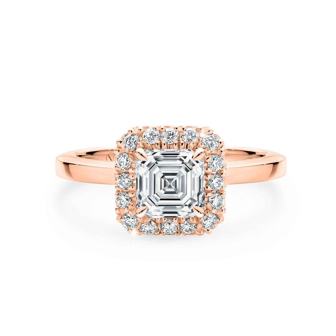 1.50 Carat Asscher Cut Moissanite Halo Engagement Ring in White Gold