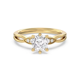 1.5 Carat Round Cut Five Stone Moissanite Ring in Yellow Gold