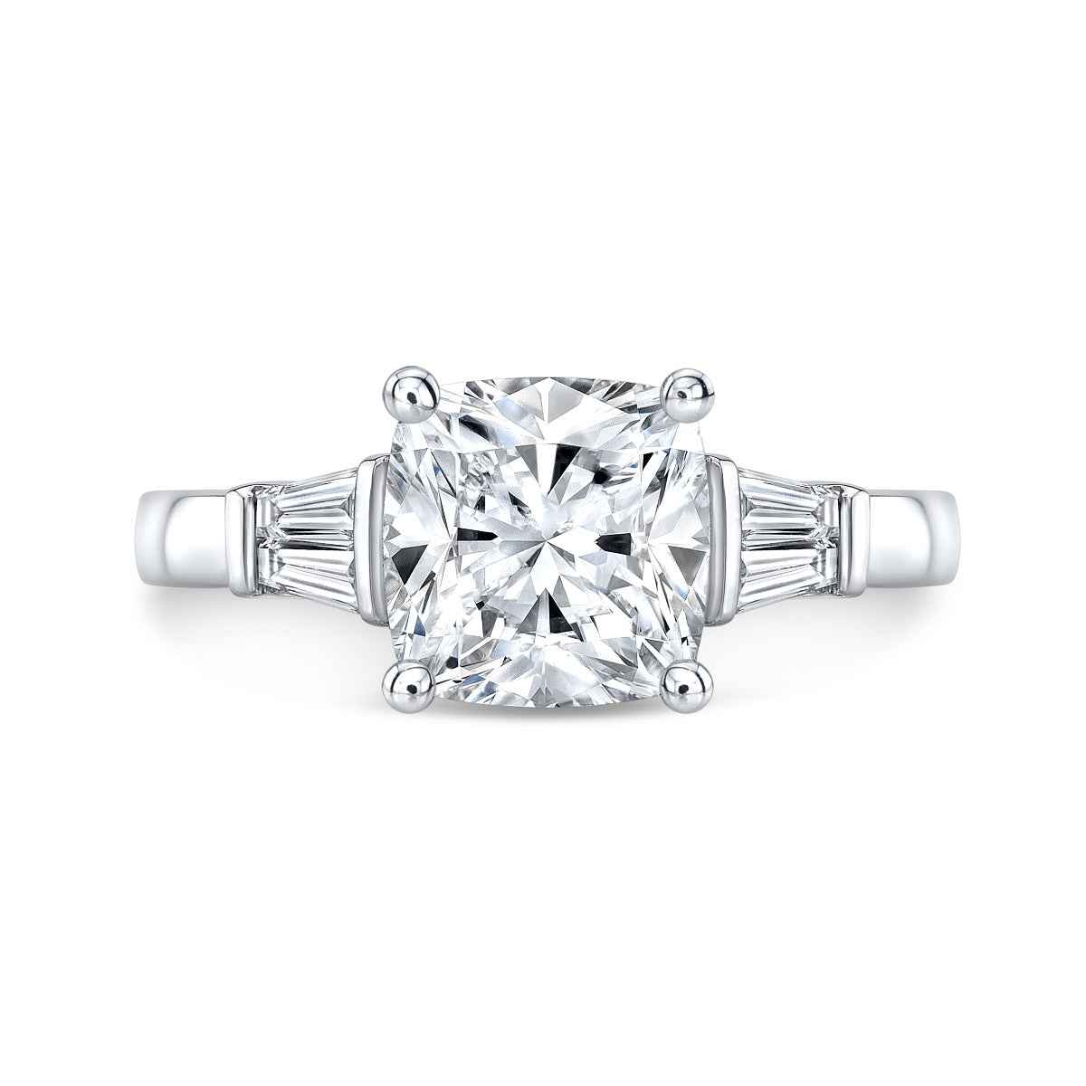 2 carat cushion cut 5 stone moissanite ring in white gold