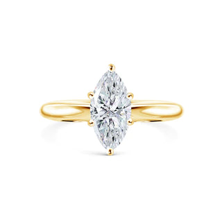 1.5 Carat Marquise Cut Solitaire Moissanite Ring in Yellow Gold