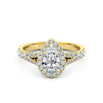 Load image into Gallery viewer, 1.50 Ct Pear Cut Moissanite Split Shank Engagement Ring in White Gold
