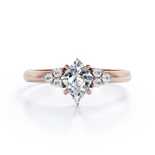 1.8 Carat Kite Cut Cluster Moissanite Engagement Ring In Rose Gold