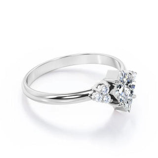 1.8 Carat Kite Cut Cluster Moissanite Engagement Ring In White Gold