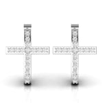 Load image into Gallery viewer, 1.80 Carat Round Moissanite Cross Hoop Earrings In White Gold
