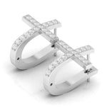 Load image into Gallery viewer, 1.80 Carat Round Moissanite Cross Hoop Earrings In White Gold
