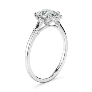 1.8 Carat Pear and Baguette Cut Three Stone Moissanite ring in White God