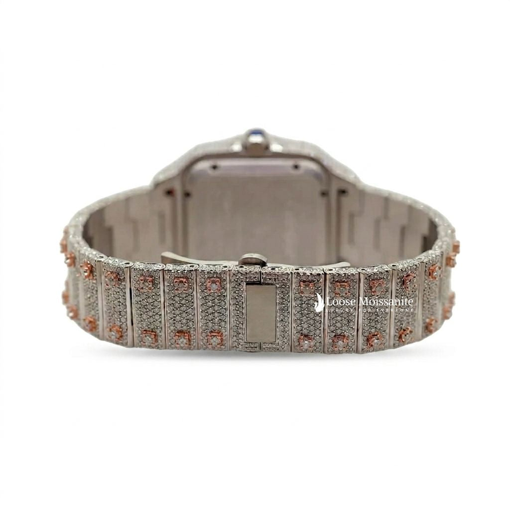 Back View Of Santos Moissanite Diamond Watch