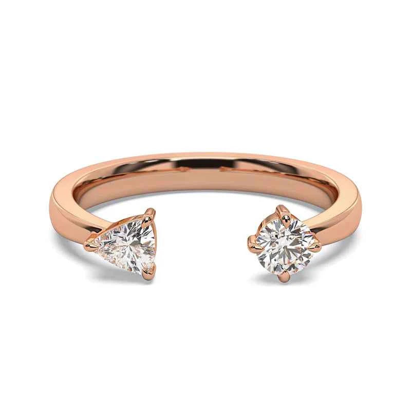 1 Carat Round and Trillion Cut Toi Et Moi Moissanite Ring in White Gold