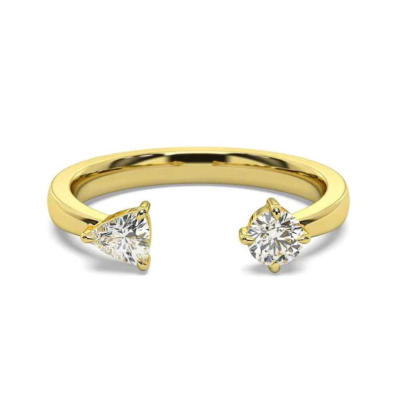 1 Carat Round and Trillion Cut Toi Et Moi Moissanite Ring in White Gold
