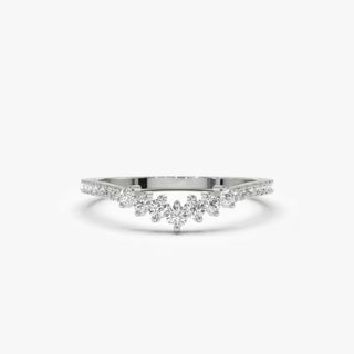 1 Carat Round Cut Moissanite Curved Ring In White Gold