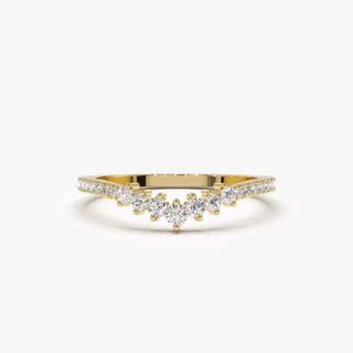 1 Carat Round Cut Moissanite Curved Ring In Yellow Gold