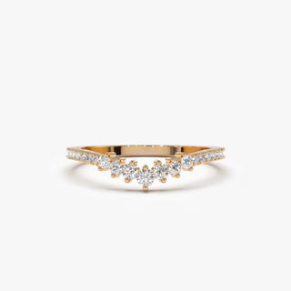 1 Carat Round Cut Moissanite Curved Ring In Rose Gold