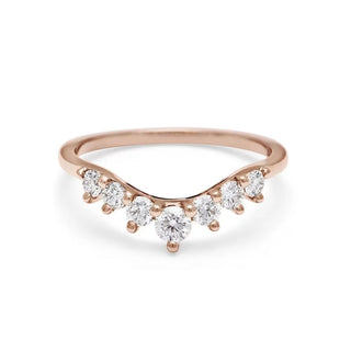 1 Carat Round Shape Curved Moissanite Wedding Ring In Rose Gold