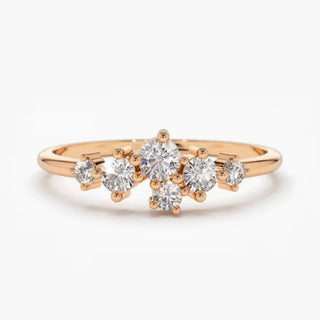 1 Carat Round Shape Moissanite Cluster Engagement Ring In Rose Gold