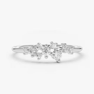 1 Carat Round Shape Moissanite Cluster Engagement Ring In White Gold