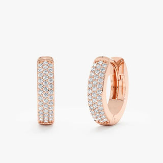 1 Carat Round Shape Moissanite Hoop Earrings In Rose Gold