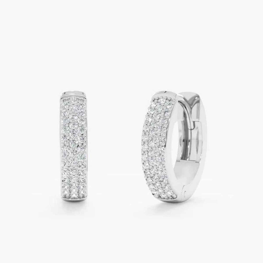 1 Carat Round Moissanite Hoop Earrings In White Gold
