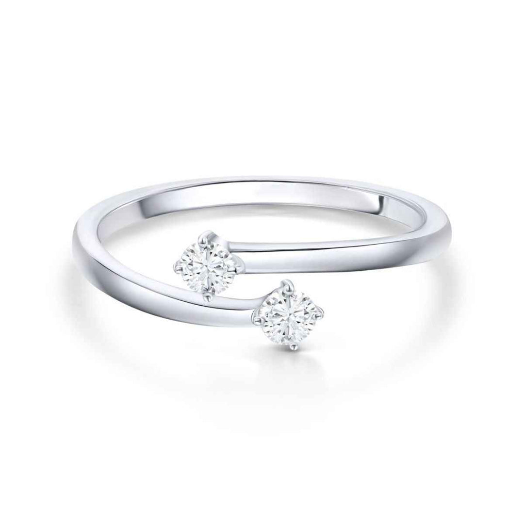 1 Carat Round Cut Moissanite Toi Et Moi Engagement Ring In White Gold
