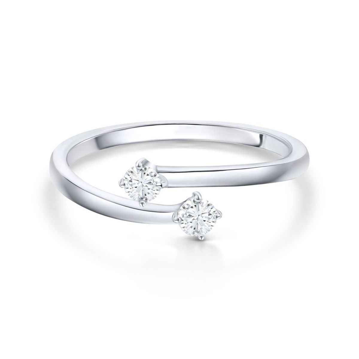 1 carat round cut moissanite toi et moi engagement ring in white gold