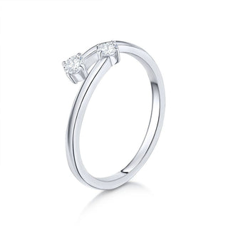 1 Carat Round Shape Moissanite Toi et Moi Engagement Ring In White Gold