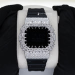 Load image into Gallery viewer, Front View Of Iced-out Moissanite Black Dial DW-5600 watch
