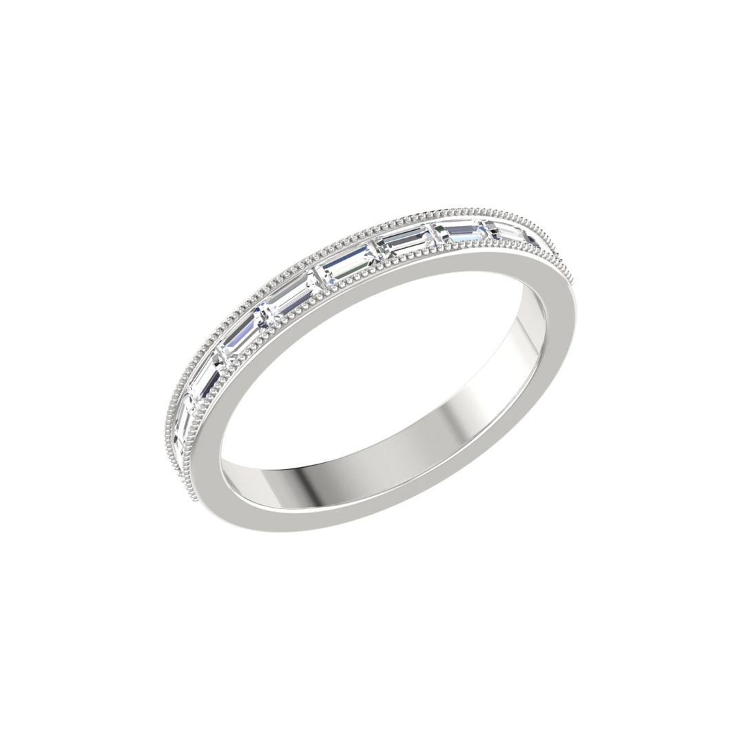 2.2 Carat Baguette Cut Moissanite Half Eternity Band in White Gold