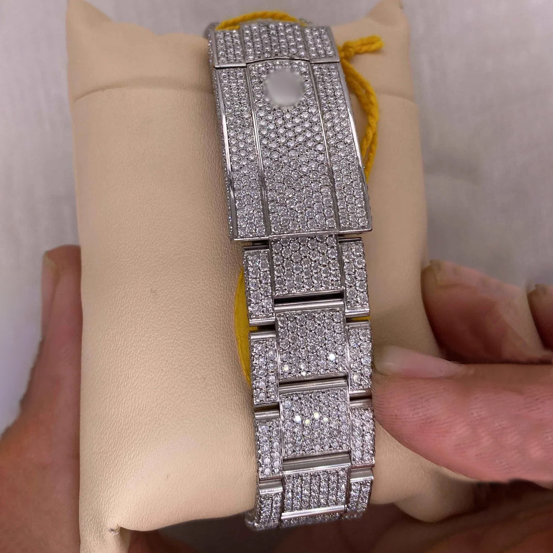 Back View Of Iced Out Moissanite Watch