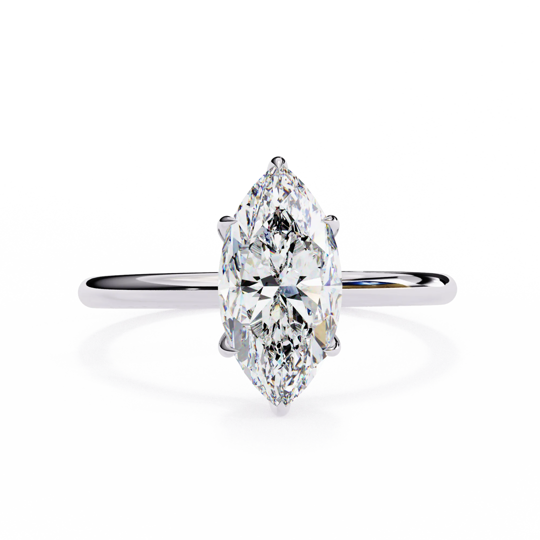 1 Carat Solitaire Marquise Moissanite Ring in White Gold