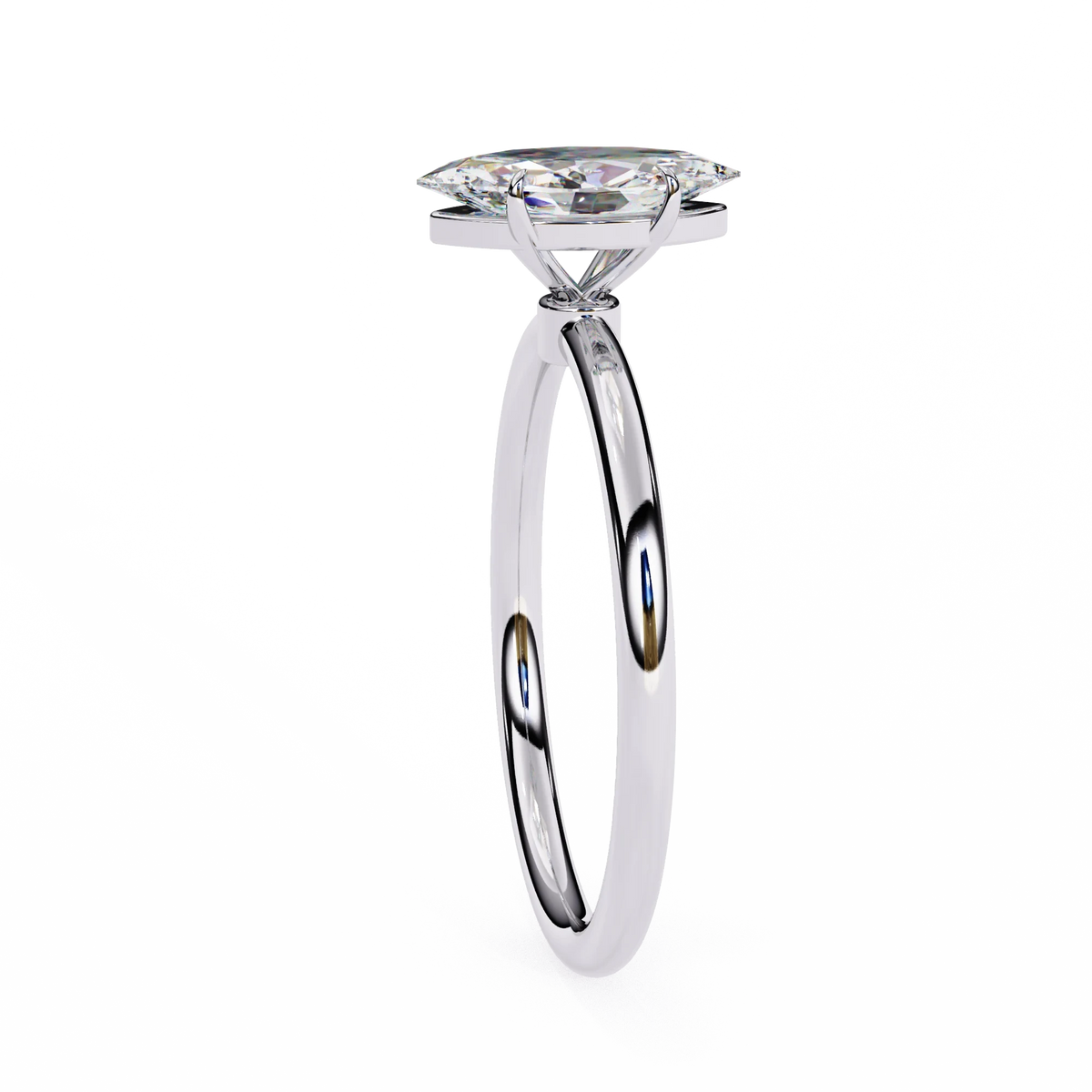 1 carat marquise moissanite solitaire ring in silver