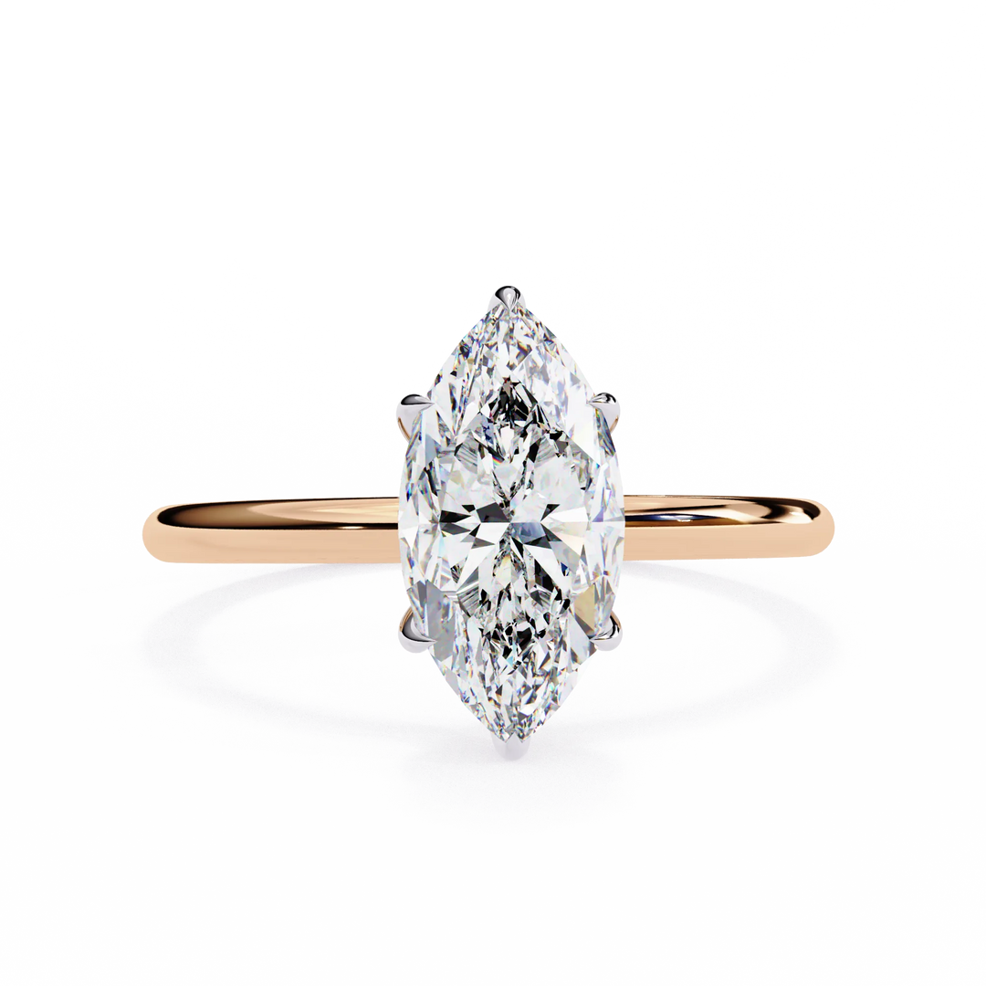 1 Carat Solitaire Marquise Moissanite Ring in White Gold