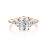 Load image into Gallery viewer, 1 Carat Oval Cut Moissanite 7 Stone Engagement Ring in Silver
