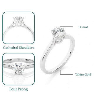 1 Carat Round Moissanite Solitaire Engagement Ring In White Gold