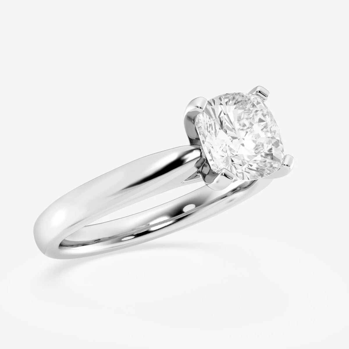 1 ct cushion cut moissanite solitaire engagement ring in white gold
